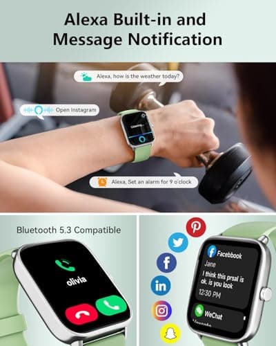 Smart Watches for Women/Men, Smart Watch for Android Phones and iPhone Compatible, Alexa Built-in, 1.8" Fitness Watches for Women, IP68 Waterproof /Bluetooth Call, Heart Rate/Sleep Monitor, Green - Thumbnail 3