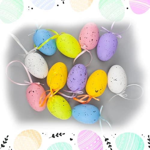 Oeyliz Easter Decorations Easter Eggs Decorations Hanging Ornaments Eggs Hanging Ornaments Tree Ornaments for Decoration 12PCS Hanging Ornaments for Tree Decor Basket Home Party Supplies - Thumbnail 6