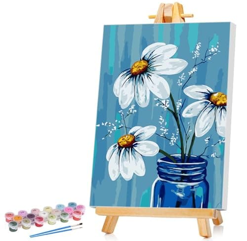 Ginkko Framed Paint by Numbers Kit for Adults 8X 12 inch, Vase Flowers