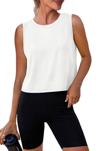 Alaroo Womens Workout Tank Tops Sleeveless Athletic Tank Tops for Woman Yoga Tennis Running Hiking Pilates Loose Fit Crop Summer Womens Tank Top White XXL 2026 - Image 1