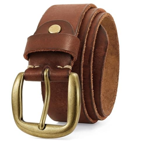 OZNDAS Mens Belts Leather, Thicken Full Grain Leather Belt Heavy Duty for Work, Real Handmade Italian Cowhide with Gift Box - Image 1