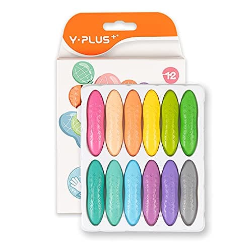 YPLUS Peanut Crayons for Kids, 12 Pastel Colors Washable Toddler Crayon, Non-Toxic Baby Crayons for Ages 2-4, 1-3, 4-8, Coloring Art Supplies - Image 1