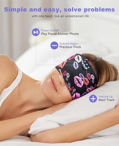 LOVE EYE Sleep Headphones Wireless Headband Headphones Bluetooth 5.4 for Side Sleeper Bluetooth Headband Earphones for Sports for tech Gadgets Gifts - Thumbnail 3