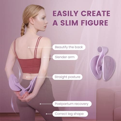 35LB Fixed-Resistance Inner Thigh Exerciser, Balanced Center-of-Gravity Hip & Leg Trainer for Women & Men, Easy-to-Use Lower Body & Pelvic Floor Workout Equipment for Home Gym (Purple) - Thumbnail 4