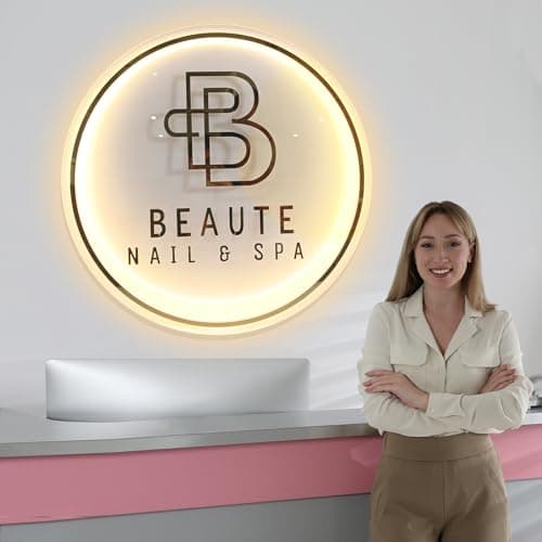 Custom Business Neon Sign, Round Acrylic Custom Signage for Business, Personalized Backlit Illuminated LED Logo Sign with Metal for Wall Decor, Outdoor - Thumbnail 2