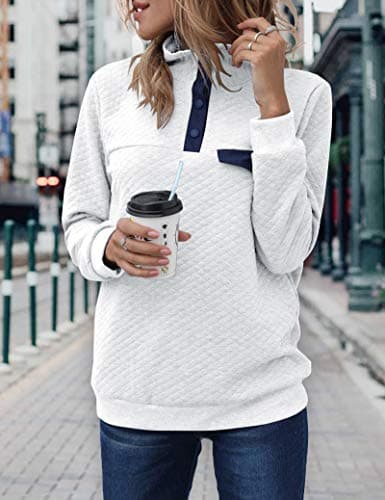 BTFBM Women Fashion Sweatshirts 2026 Quilted Pattern Lightweight Zipper Long Sleeve Casual Pullover Tops Outfits Clothes(Pure White, Small) - Thumbnail 2