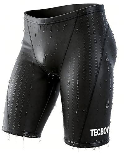 TECBOY Swim Jammers for Men, Compression Swimsuit Mens Athletic Swimwear Jammer Youth Endurance Pant Tech Bathing Suit Shorts Swimming Briefs for Racing Training Quick Dry Trunks Black Size 32 L - Image 1
