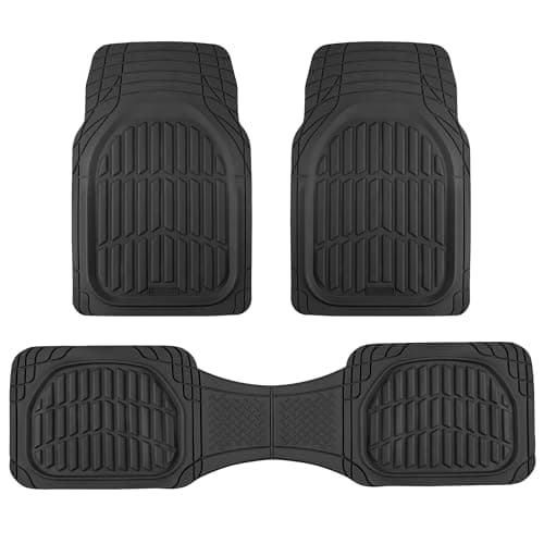 Motor Trend FlexTough LITE Rubber Car Mats Full Set - All Weather Floor Mats for Trucks, Cars & SUVs - Automotive Waterproof Black Car Floor Mats for Cars Interior Accessories Universal Trim-to-Fit - Image 1