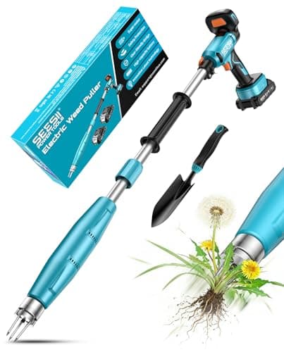 SEESII Stand-Up Weed Puller Tool with 40"-47" Adjustable Handle, High-Power 3-Claw Stainless Steel Spiral, 4S Deep Root Removal, One-Button Eject, Dandelion Remover & Crabgrass Puller for Garden - Image 1