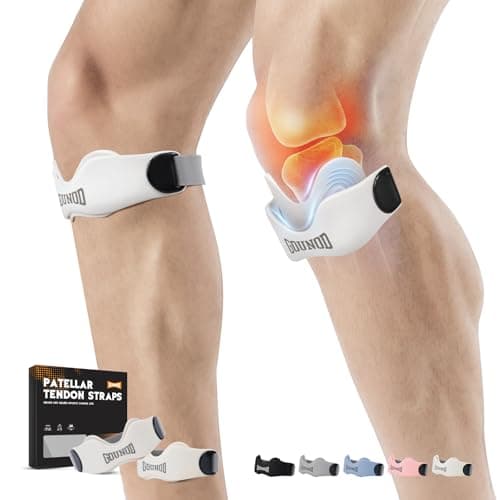 GOUNOD Patellar Tendon Support Strap 2 Pack,Silicone Knee Strap for Knee Pain Relief,Patella Band for Basketball, Jumpers Knee, Tendonitis, Running, Hiking, Soccer, Osgood Schlatter (White) - Image 1