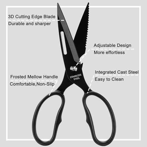 SLEMOON Heavy Duty Poultry Shears That Come Apart, All Purpose Kitchen Shears for Food,3Cr14 Fully Forged Stainless Steel Sharp Blades for Chicken,Meat,Seafood,Herbs Kitchen Scissors - Thumbnail 4