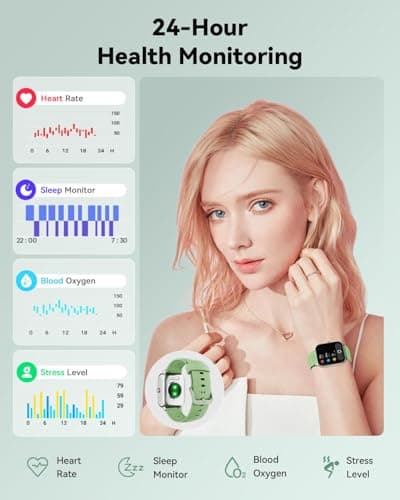 Smart Watches for Women/Men, Smart Watch for Android Phones and iPhone Compatible, Alexa Built-in, 1.8" Fitness Watches for Women, IP68 Waterproof /Bluetooth Call, Heart Rate/Sleep Monitor, Green - Thumbnail 6