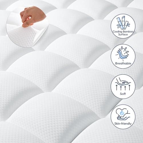 ELEMUSE 3 Inch King Size Dual Layer Memory Foam Mattress Topper, 2 Inch Premium Cooling Gel Memory Foam, 1 Inch Soft Pressure Relief Pillowtop Mattress Pad, CertiPUR‑US Certified, Sleep Upgrade - Thumbnail 4