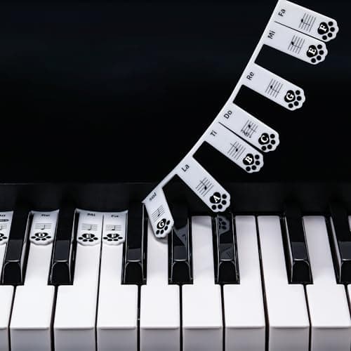 XynkoreX Silicone Piano Keyboard Stickers, Removable Piano Keyboard Note Labels for Learning, 88-Key Full Size, Piano Notes Guide for Beginner, Reusable Comes Unique and cute dog paw design (Black) - Image 1