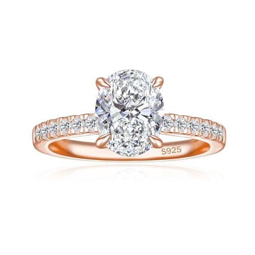 JALOKIVI 2CT 925 Sterling Silver Engagement Rings for Women Oval Cut Solitaire Cubic Zirconia Wedding Rings for Women Promise Rings for Her Rose Gold Size 8.5 - Image 1