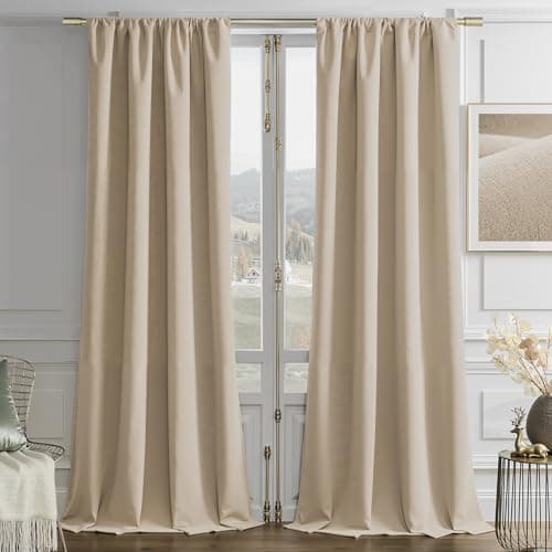 Joydeco Latte Coffee Velvet Curtains 96 Inches 2 Panels, Luxury Thermal Insulated Soft Curtains for Bedroom & Living Room, Room Darkening Velvet Drapes, Rod Pocket (52W x 96L) - Image 1