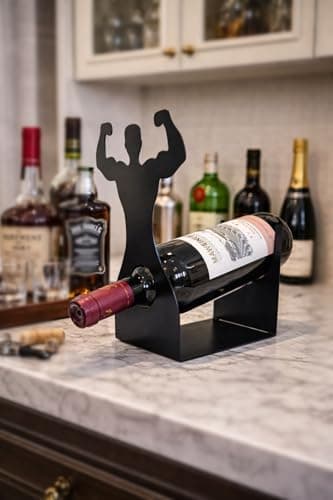 Vyrecronix Handsome Men's Wine Bottle Holder, Single Bottle Tabletop Display Rack, Stylish Black Metal Wine Bottle Storage Rack, Suitable for Home Bars and Kitchens, and Also Makes a Great Gift. - Thumbnail 5