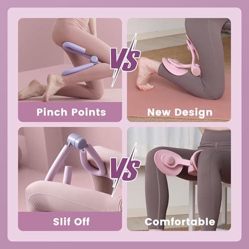 35lb Fixed-Resistance Inner Thigh Exerciser + 39LB Fabric Resistance Band | Balanced Center-of-Gravity Hip & Leg Trainer Kit for Men & Women | Portable Home Gym Lower Body Workout Equipment (Pink) - Thumbnail 5