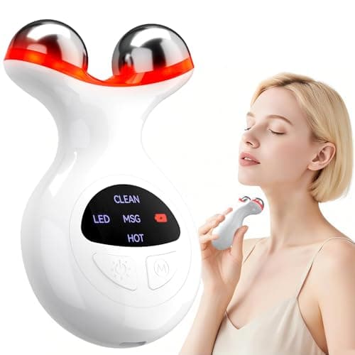 Micro-Current Facial Beauty Device，Red Light Therapy for Wrinkles & Firming，LED Face Massager Tool with Vibraion，Portable at-Home Face Sculpting Tool for Skin Care，Soothe and Relax Skin - Image 1