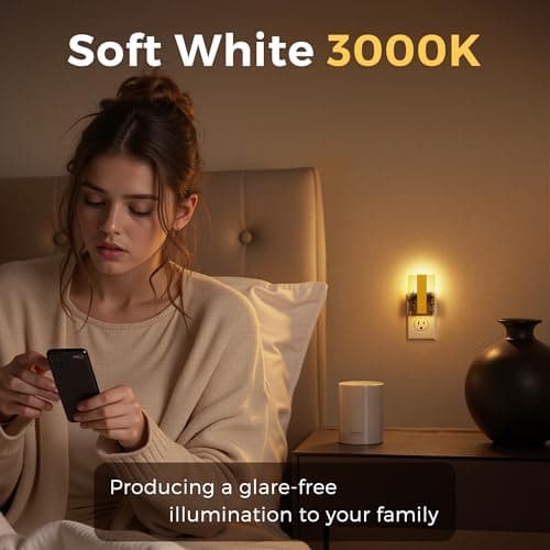 L LOHAS LED Night Lights Plug Into Wall, 2 Pack Night Light with Dusk-to-Dawn Sensor, Dimmable Decorative LED Nightlights, 0-100LM 3000K Adjustable Brightness for Bathroom, Hallway, Bedroom,Stairway - Thumbnail 3