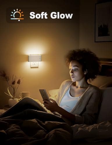 JandCase LED Night Lights Plug into Wall, Night Light with Dusk to Dawn Light Sensor, Dimmable Night Light Plug in [2 Pack], 3000K Soft White Nightlight for Bedroom Hallway Kids Room Kitchen - Thumbnail 4