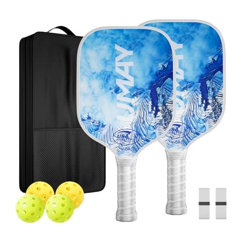 Pickleball Paddles Set of 2, USAPA Approved Fiberglass Surface Pickleball Paddle for Soft Feel & Control, Lightweight Power Rackets Set with 4 Indoor & Outdoor Balls, 2 Overgrips and a Carrying Case - Image 1