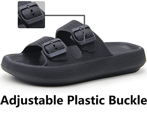 Weweya Men's Pillow Slippers Sandal Thick Sole Cushioned Wide Fit Recovery Sandals Black Men Size 12 12.5 13 - Thumbnail 3