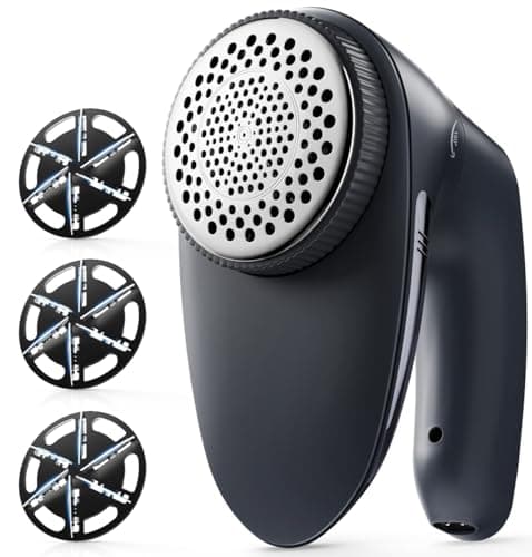 POPCHOSE Fabric Shaver, Rechargeable Lint Remover Defuzzer Sweater Shaver, Fuzz Remover for Clothes, Sweater, Furniture, Couch, Cashmere(Two 6-Leaf Blades Extra, Electrostatic Brush)… - Image 1