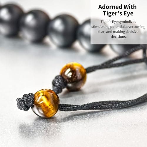 GIGLIM Soccer Initial Bracelet for Boys Men 18K Gold Plated Brass Soccer Charm with 19 Obsidian Beads & 2 Tiger Eye Pendants Inspirational Sport Bracelet Birthday Easter Son Grandson Nephew Friend - Thumbnail 5