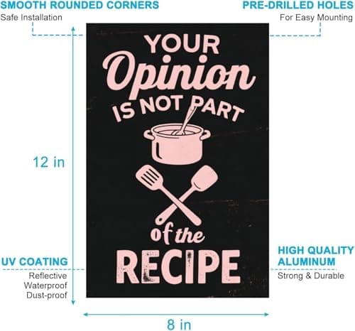 Carastora Funny Kitchen Wall Decor - Vintage Metal Tin Sign for Home Cooking Space, Humorous Plaque for Chef's Kitchen or Cafe, 8x12 Inch - Thumbnail 6