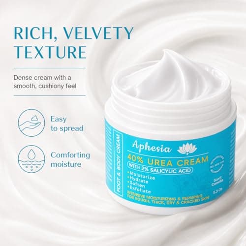 Urea Cream 40 Percent for Feet Maximum Strength w/ Vitamin E & 2% Salicylic Acid, Non-Greasy Formula Foot Cream for Summer Dry Cracked Heels - Intense Moisturizer Callus Remover for Hands, Foot, Body - Thumbnail 5