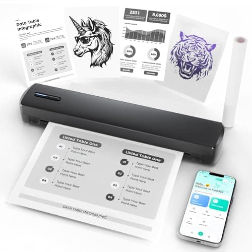 Portable Thermal Printer - Tattoo Stencil Machine - Wireless Bluetooth Inkless Printer, Supports 8.5 x 11 Letter A4 A5 Sizes, Perfect for Business Travel Home Tattooist - Laptop Smartphone and PC - Image 1