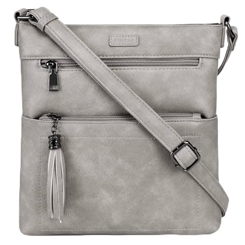 Kiss Sea Purses for Women Crossbody Bag Casual Cross Body Purse for Travel with Tassel Grey - Image 1