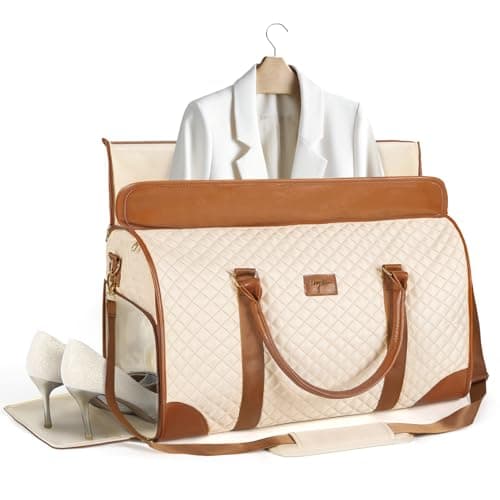 Tonyeee Convertible Garment Duffel Bags for Travel, Carry On Garment Bag with Shoe Compartment, 3 in 1 Foldable Suit Duffle Bag for Women, Jenni Bag for Hanging Clothes, Beige (1Pcs Set) - Image 1