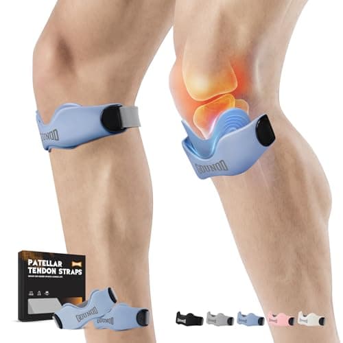 GOUNOD Patellar Tendon Support Strap 2 Pack,Silicone Knee Strap for Knee Pain Relief,Patella Band for Basketball, Jumpers Knee, Tendonitis, Running, Hiking, Soccer, Osgood Schlatter（Blue） - Image 1