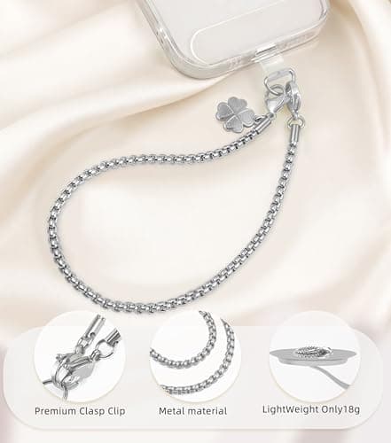 ROCONTRIP Metal Phone Lanyard with Gold Chain Detachable Phone Chain Wristlet with 2 Tether Tabs Universal iPhone Wrist Strap Premium Metal Buckles,Non-Rust,Unbreak iPhone Wristlet For Travel Shopping - Thumbnail 4