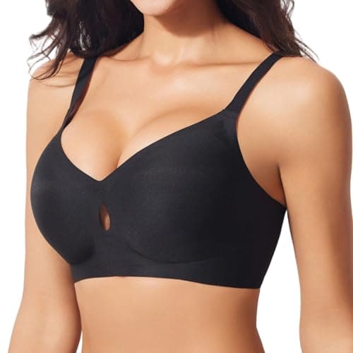UIMERO Bras for Women No Underwire, Minimizer Bras for Women Full Coverage, Wireless Bras with Support and Lift, Seamless Push Up Bra Black - Image 1