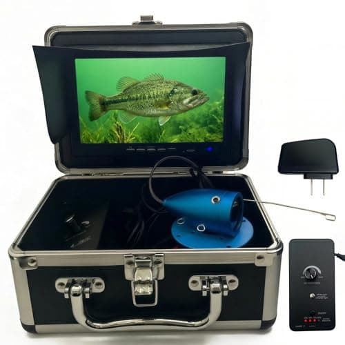 7” Underwater Fishing Camera 1080P HD Fish Finder & Portable Fishing Camera with 12 IR + 12 White LEDs, 30m Cable, 10000mAh Battery, Waterproof Ice Fishing Camera for Boat, Lake & River - Image 1