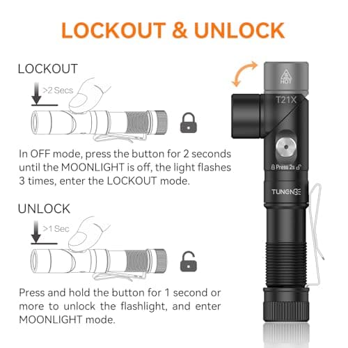 TUNENGE T21X 1400 Lumen Small LED Flashlight Rechargeable, Super Bright 90 Degree EDC AA Pocket Flashlight with Magnet, Adjustable Headlamp, Mini Tactical Light & Clip for Camping Running Hiking - Thumbnail 3