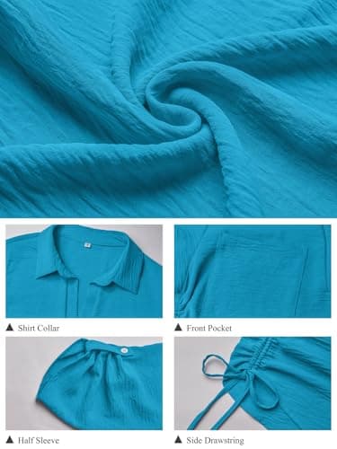GKBK Women Swimsuit Coverup Bathing Suit Cover Ups for Swimwear Swim 2026 Summer Bikini Beachwear Drawstring Beach Vacation Dress Shirt Accessories Must Haves for Hawaii Peacock Blue XL - Thumbnail 5