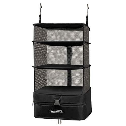 TABITORA Portable Hanging Travel Shelves Bag Packing Cube Organizer Suitcase Storage Large Capacity (Black L) - Image 1