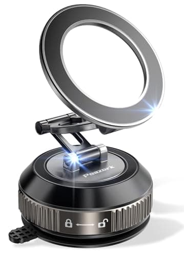 Tri-Folding Car Phone Holder for Magsafe[80+LBs Strongest Suction & 2850gf Strongest Magnetic], 360°Adjustable Phone Holders for Car, Suction Cup Phone Mount for iPhone17Pro Max /16/15/14Series，Black