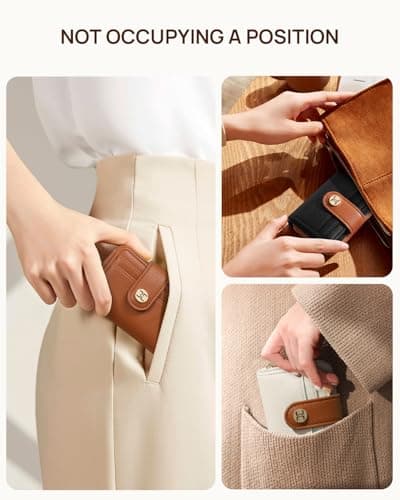 Telena Small Wallet Women RFID Blocking Bifold Card Holder Leather Wallets with Zipper Coin Pocket Brown - Thumbnail 6