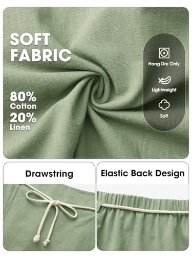 EXLURA Womens Linen Elastic Waist Straight Midi Skirt Summer Cotton Maxi Long Boho Skirts Slit Beach Vacation Outfits 2026 Grey Green - Thumbnail 5