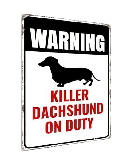 Carastora Dachshund Security Warning Sign – 8x12 Inch Vintage Metal Tin Sign, Dog Patrolled Property Decor for Home, Yard, Gate, Garage, Bar, or Fence Rustic Wall Decor - Image 1