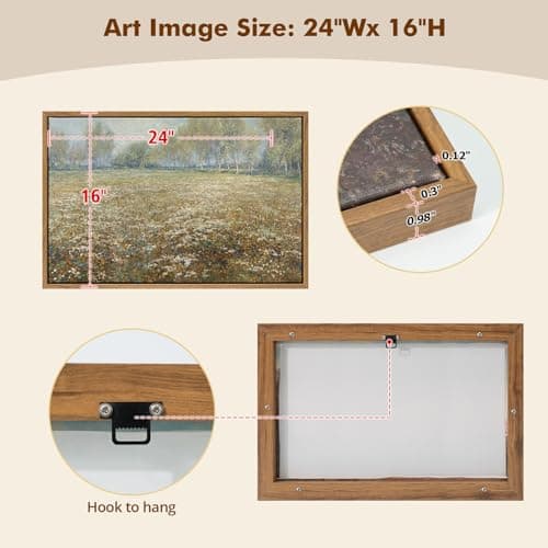 DAJONART Large Vintage Floating Framed Wall Art for Bedroom Living Room Office, Rustic Landscape Canvas Prints Gardener’s House Antibes, Antique Framed Christmas Wall Decor for Farmhouse Rustic Home, 16"x24" - Thumbnail 4