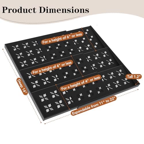 DIOLOVE Spice Rack, Expandable Spice Drawer Organizer (11"-22"), Sturdy & Vented Plastic Seasoning Storage with Labels & Funnel, Drawer Organization for Kitchen, Office, Cosmetic (Jars Not Included) - Thumbnail 6