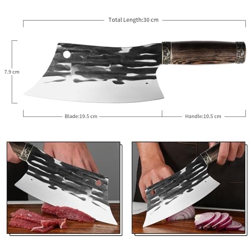 Plys Meat cleaver knife for butcher: Chinese hand forged kitchen Knives High carbon Stainless steel Meat and vegetable knife - Thumbnail 5