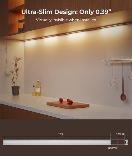 DeerTalk 12-Inch Under Cabinet Lighting, Ultra Slim 5CCT Adjustable (2700K-5000K) Hardwired LED Cabinet Lights for Kitchen, Closet, Shelf, 24V Low Voltage, 2 Pack - Thumbnail 5