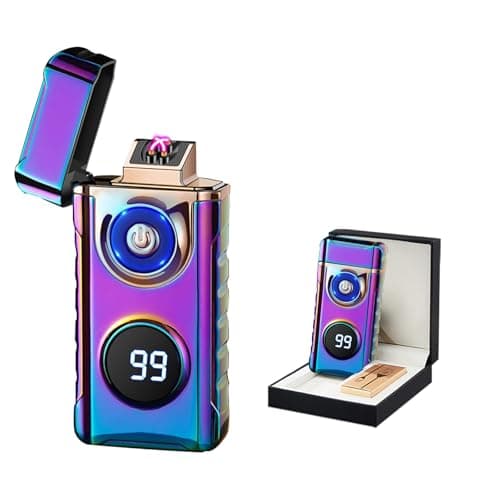 BABOBIU USB C Rechargeable Electric Lighter with Built-in LED Flashlight Windproof Arc Plasma Lighter for Candles Camping Fire BBQ Outdoor Indoor Use Men Fathers Husband (Multi)